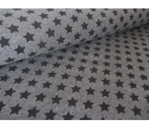 French Terry - Sterne dunkelgrau meliert